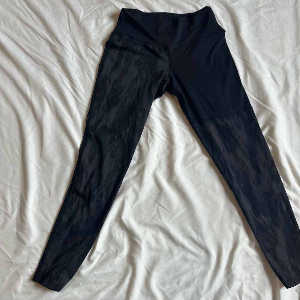 Dona Jo Capri Leggings w/ Zipper Pocket Size 1 Tennis Pickleball Black/Gray